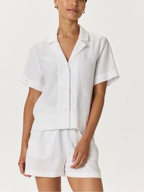 QUINCE 100% LINEN, SHORT SLEEVE SHIRT, SIZE MEDIUM